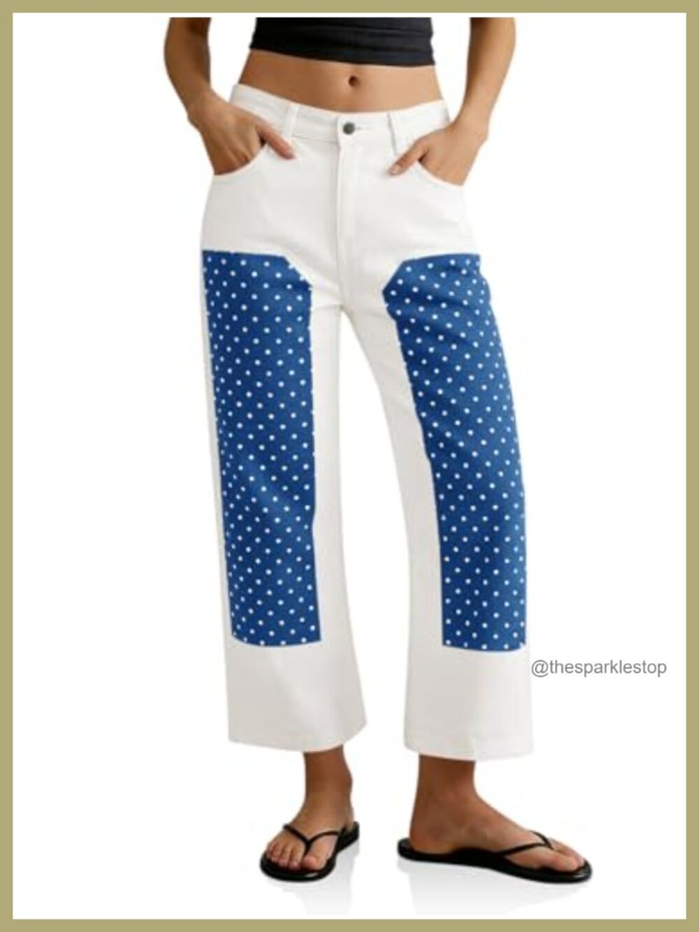 Tankaneo Womens High Waisted Cropped Jeans Patchwork Barrel Wide Leg Y2K